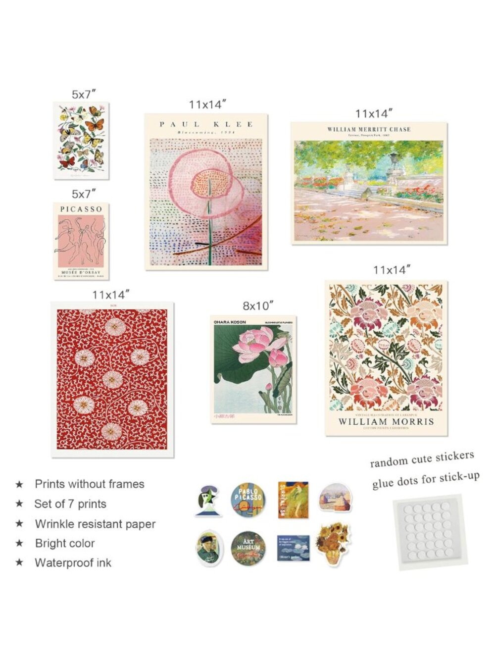 7pc Boho Flower Wall Art Prints Retro Poster Set Home Decor - Picture 3 of 5